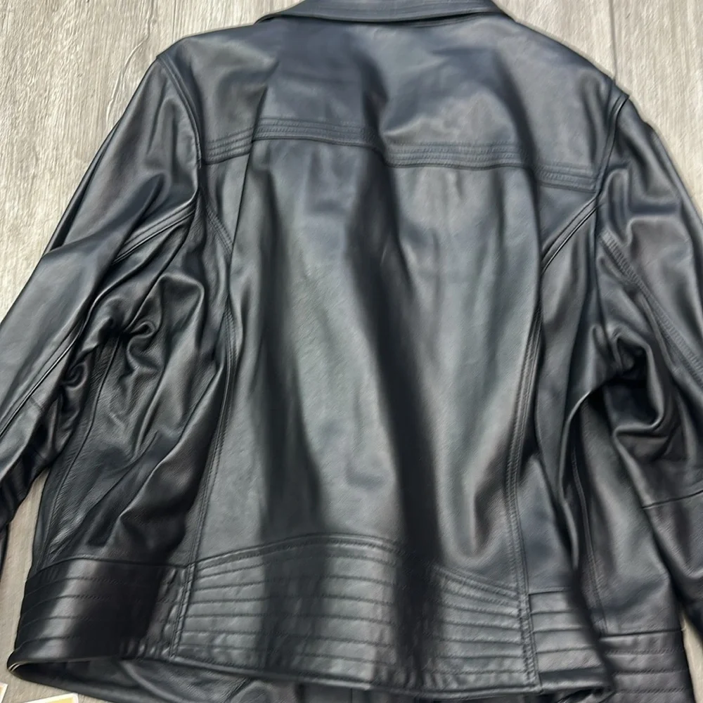 MICHAEL Michael Kors Petite Asymmetric Leather Moto Coat